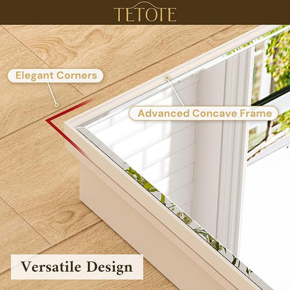 TETOTE 20" x 26" White Medicine Cabinet with Stepless Adjustable Shelves Beveled Mirror with Storage for Bathroom Vanity Recessed or Surface Wall Mount