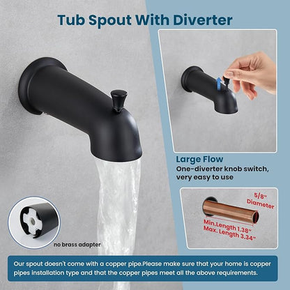 gotonovo Bathroom Shower Head Kit High Pressure Combo System Shower Faucet 6 Modes ABS Handheld Spray Shower Trim Kit Valve Included Shower Head and Handle Set Matte Black