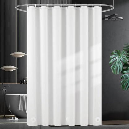 UFRIDAY White Shower Curtain Liner Premium PEVA, Shower Curtain with 3 Magnets, Metal Grommets, White, Standard Size 60x72 inch