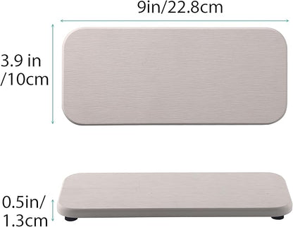 2 Pcs Water Absorbing Stone Trays, Kitchen/Bathroom Sink Soap Dish, Diatomite Tray Used for Hand Soap & Cosmetic Bottles in The Modern Home, 4" W x 9" L, White