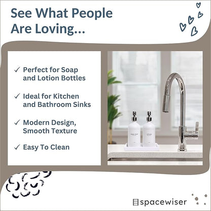 Countertop and Vanity Tray - 2 PC Small 7.7" Silicone Bathroom Trays, Kitchen Soap Tray, Dish Sponge Soap Holder Kitchen Sink Organizer Caddy, Bathroom Counter Trays for Lotion Dispenser