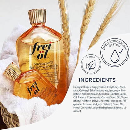 Massage Body Oil for Pregnant Woman – Maternity Skincare Oil, Skin Elasticity Increase by 35% – Prevents Stretch Marks, Safe to use for mom and Baby – Vegan, 200 ml / 6.76 Fl Oz