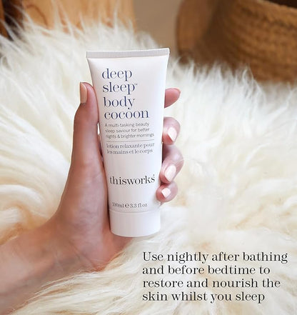 THISWORKS Deep Sleep Body Cocoon – Hydrating Body Lotion with Lavender, Chamomile & Vetivert – Soothing Nighttime Moisturizer for Dry Skin, Promotes Relaxation & Better Sleep – 100ml