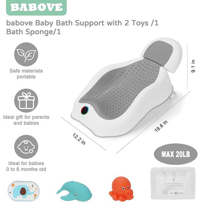 Baby Bath Support | Newborn Bathtub,Ideal for Babies Less Than 6 Months Old with Thermometer Baby Bather, Baby tubs for Baby tubs for Newborn Essentials Must Haves-Baby tub (Gray)