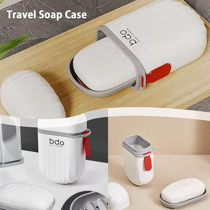 Zulay Kitchen Pack of 2 Portable Plastic Soap Dish Box for Travel Bathroom Soap with Cover for Bathroom(Multicolor)