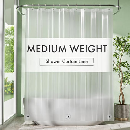 Amazer Frosted Shower Curtain Liner, 72x78 Plastic Shower Liner PEVA Medium Weight Inside Shower Curtain for Bathroom with Rustproof Grommets