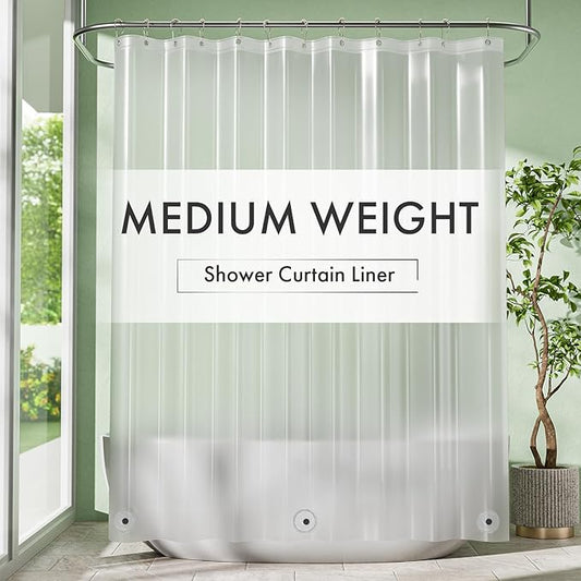 Amazer Frosted Shower Curtain Liner, 72x78 Plastic Shower Liner PEVA Medium Weight Inside Shower Curtain for Bathroom with Rustproof Grommets