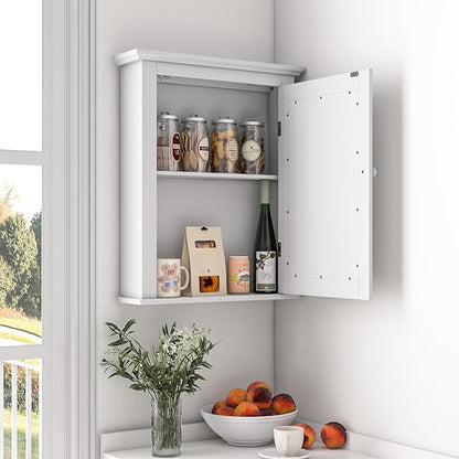 Safeplus White Medicine Cabinet with Mirror, Wall Mounted Adjustable Storage for Bathroom, Living Room, Bedroom, Entryway and Kitchen