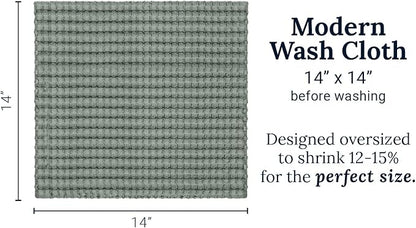 GILDEN TREE Waffle Bath Towels Wash Cloths for Showering, Exfoliating Washcloth Quick Dry Towel, Face Towels for Washing Face Cotton Washcloths Set of 4, Modern Style (Sage Grey)