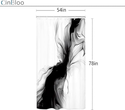 Cinbloo Black and White 54Wx78H Shower Curtain Marble Abstract Modern Minimalist Ombre Grey Elegant Ink Texture Neutral Simple Aesthetic Bathroom Curtain Set Man Bath Bathroom Accessories Decor