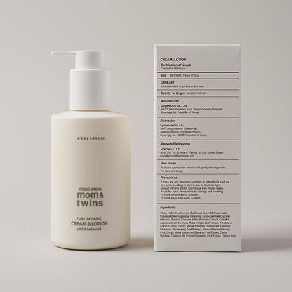 CREAM & LOTION – Organic Korean 2‑in‑1 Baby Face & Body Lotion, Gentle Deep Moisturizer with Vitamin C for Sensitive Skin, Soothing Hydration (7.1 fl oz / 210 g)
