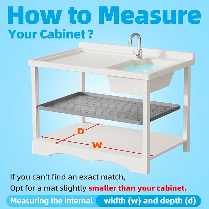 Silicone Under Sink Mat 22" x 22", kitchen Essentials and Gadgets, Shelf liner and Cabinet Protector, Home Organizers and Storage, Waterproof Bathroom Tray