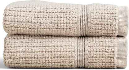 Preston Lane Douro Washcloth Set – 2 Pack Luxury Cotton Towels, Ultra Soft & Absorbent, Quick-Dry Spa-Quality Bathroom Towels, Made in Portugal, Clay