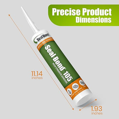 105 Adhesive Sealant – Marine/Industrial Grade, High Strength, UV Resistant, Flexible, Non-Flammable, Waterproof – Superior to Silicone – 10.1 oz – White