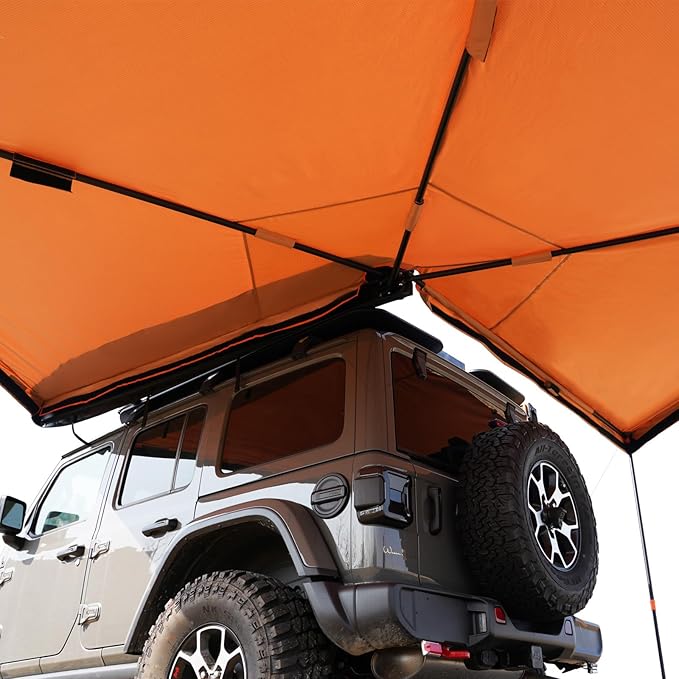 ALL-TOP Vehicle Awning 270 Degree 8.2' Rooftop Pull-Out Retractable 4x4 Weather-Proof UV50+ Side Awning for SUV/Truck/Van