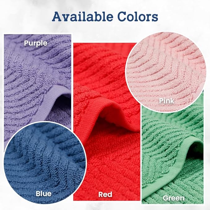 Casa Lino 100% Cotton Bath Mat Set of 2 (NOT A Rug) - 34" x 22" Bathroom Floor Towels - Machine Washable, Soft, Highly Absorbent & Quick Dry Bath Floor Towel (Red)
