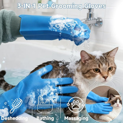 2PCS Dog Washing Gloves and Dog Bath Brush, 2-in-1 pet Shower Set | Suitable for Dogs, Cats, Bath Massage, and pet Grooming