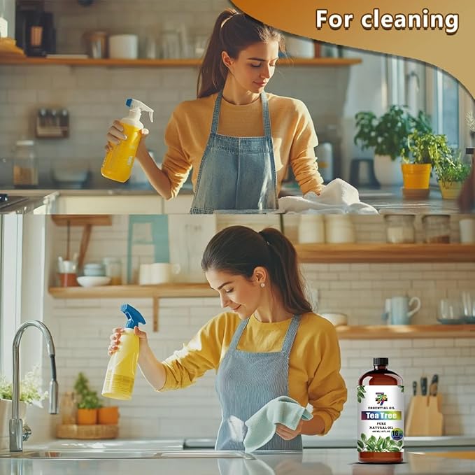 Tea Tree Essential Oil (16 oz / 480 ml) – Tea Tree Oils for diffusers, humidifiers, Home Baths, Cleaning Products, Yoga, DIY Soaps and DIY Scented Candles