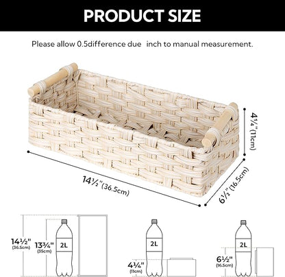 GRANNY SAYS Toilet Paper Basket for Back of Toilet, Wicker Baskets for Storage, Wicker Baskets for Shelves, Toilet Basket Tank Topper, Waterproof Toilet Tank Basket, 14¼" x 6½" x 4¼", Butter Milk