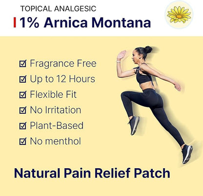 Arnica Hydrogel Pain Relief Patches | Natural Relief for Muscle, Joint, Bruises & Swelling | Flexible, Non-Greasy & Long-Lasting | Great for Back, Knee & Neck Pain (3.9"x4.7", 10, Count)