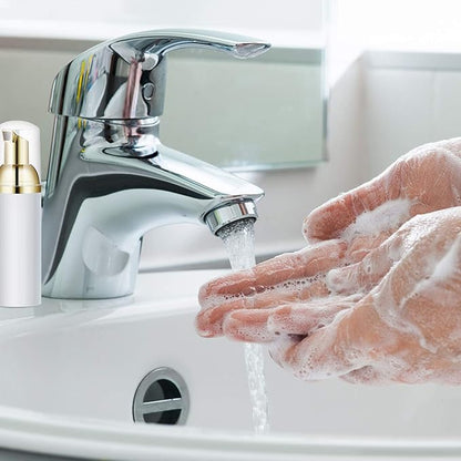 2 Oz Empty Foam Pump Bottle (12PCS) Travel Foaming Soap Dispenser for Hand Soap, Lash Shampoo Cleanser (White&Gold)