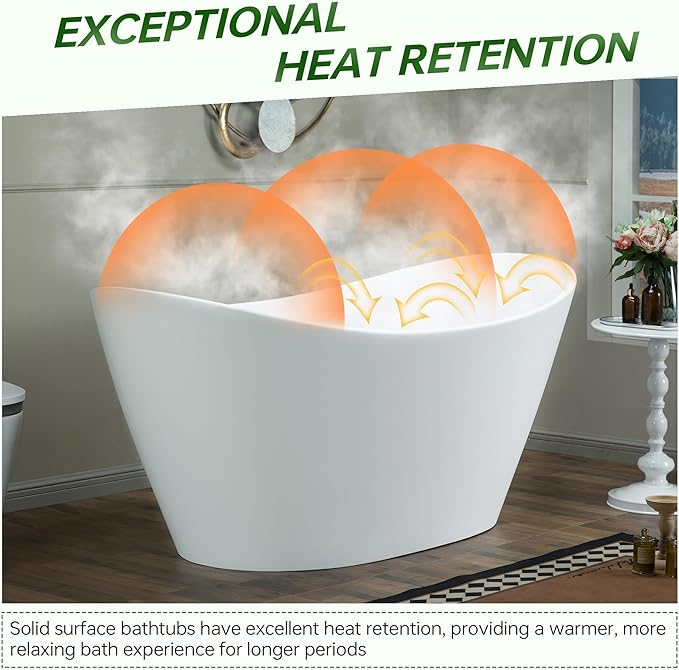 WOODBRIDGE 67 in. x 31.5 in. Stone Resin Luxury Contemporary Solid Surface Freestanding Bathtub in Matte White