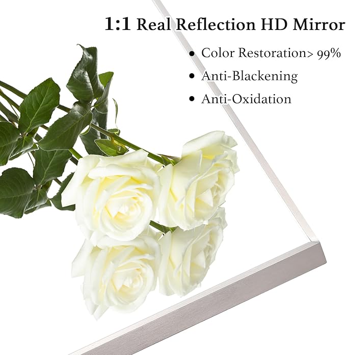 30x30 Inch Silver Bathroom Mirror - Copper-Free Mirror, Aluminum Alloy Frame Vanity Rectangle Wall Mounted Modern Mirror for Bedroom/Living Room/Porch Horizontal or Vertical