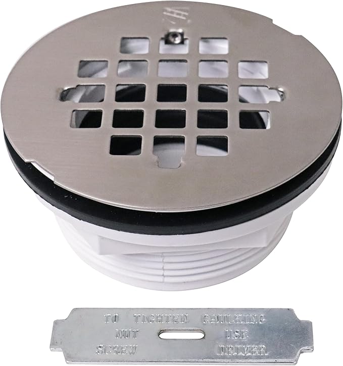 Westbrass SP6036WP-07 60" x 36" 3-Wall Shower Pan with Plastic Center Drain and 4-1/4" Cross Grid Brass Drain Cover, Satin Nickel