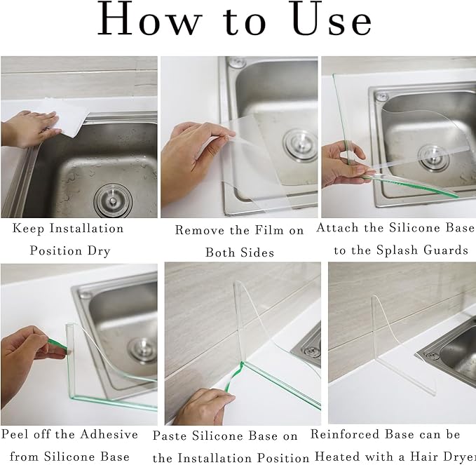 Shower Splash Guard Set Acrylic Shower Water Barrier Corner Splash Protector for Bathtub Keep Water Inside Shower Prevent Water Splashing Ideal for Sink Bathtub and Basin Use (Ripples)