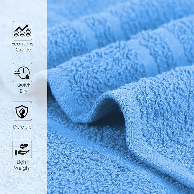 100% Cotton Salon Towel Set of 24|400 GSM|Soft Hand Towel|Bulk Hand |Cotton Salon Towels|Ideal for Spa Gym Bathroom Hotel|Absorbent||Not Bleach Proof|Quick Dry|Hand Towel 16 x 27 in|Blue