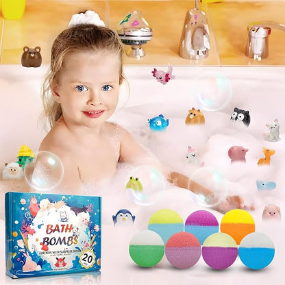 20 Pack Bath Bombs for Kids with Surprise Inside Bubble Bath Toys Organic Natural Bath Bombs Set Stocking Stuffers Birthday Christmas Gifts for Kids 3 4 5 6 7 8 Years Old Boys Toddlers Girls