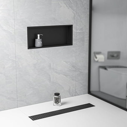 Stainless Steel Shower Niche 30" X 12" Matte Black No Tile Needed Horizontal Niche Shower Recessed Wall Niches for Bathroom Storage Over Mount Installation