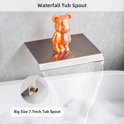 Shower Faucet Set with Tub Spout, Brushed Nickel Rainfall Shower System Complete Wall Mounted for Bathroom with 10 Inch Square Shower Head and Handheld Shower Head Rain Mixer Combo Set