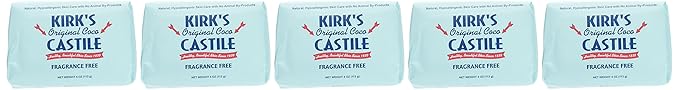 Kirk's Coco Castile Soap, Fragrance Free (Pack of 5)