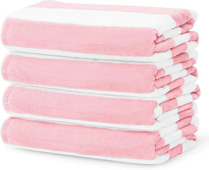 Touchat Beach Towel Oversized,Super Absorbent Sand Free Thick Microfiber Beach Towel (Pink 4Pack, 30”x60“)