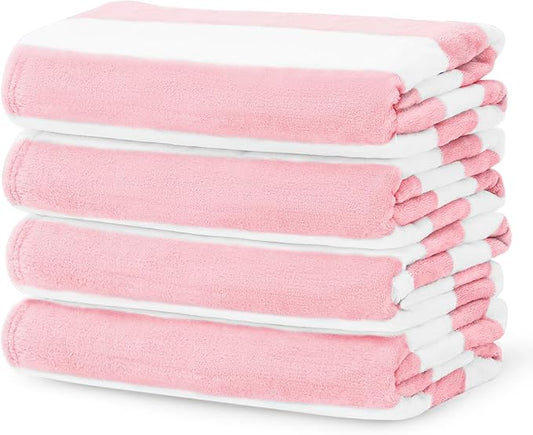 Touchat Beach Towel Oversized,Super Absorbent Sand Free Thick Microfiber Beach Towel (Pink 4Pack, 30”x60“)
