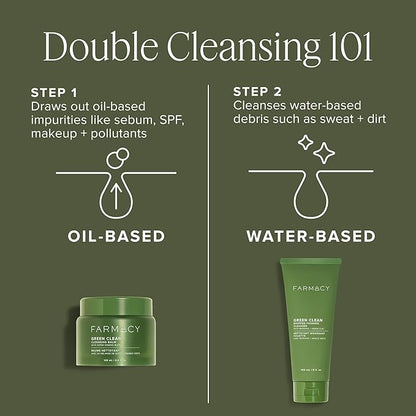 Farmacy Makeup Remover Cleansing Balm - Green Clean Waterproof Makeup Remover Balm + Oil Cleanser for Face - Gently Removes Make Up + SPF while Hydrating Skin (200ml)