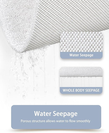 Mecko Square Non-Slip Shower Mats for Inside Shower, Quick-Drying Shower Floor Mat with Foot Scrubber, Anti-Slip Loofah Bathtub Mat for Tub and Wet Areas (White, 24"x24")