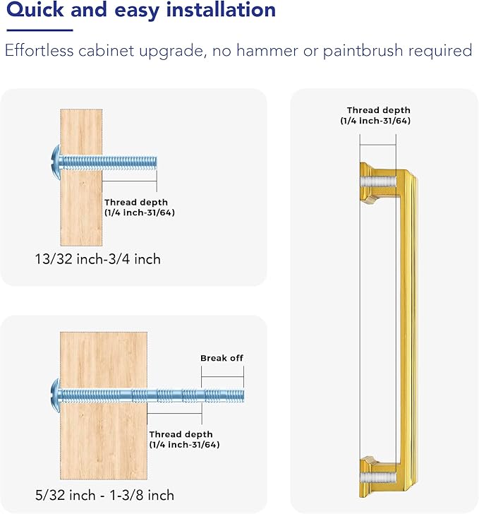 Ravinte Hardware 10 Pack Brushed Brass Cabinet Pulls, 5 Inch (128mm) Hole Center Zinc Alloy Drawer Handles for Kitchen Cabinets, Cupboards, Dressers, Square Solid Metal Hardware