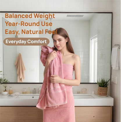 Cotton Bath Towel – Large 30x60 Inches, Soft, Thick & Absorbent Towel for Bathroom, Spa, or Home Use (Pink, 4 Pack – 30"x60")