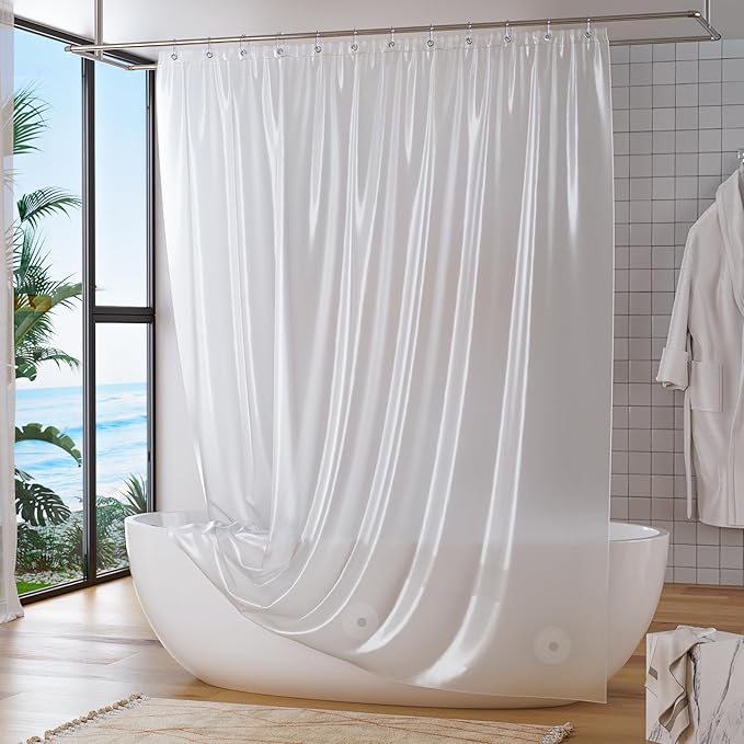 Titanker Extra Long Shower Curtain Liner 72 x 84 Plastic Frosted Shower Liner Waterproof Shower Curtain Liner PEVA Shower Curtains for Bathroom with Magnets and Rustproof Metal Grommets