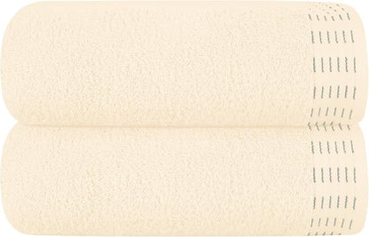 Cotton 2 Pack Oversized Bath Towel Set 28x55 inches, Large Bath Towels, Ultra Absorbant Compact Quickdry & Lightweight Towel, Ideal for Gym Travel Camp Pool - Ivory