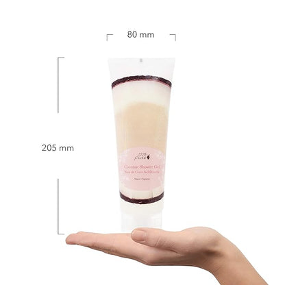 100% PURE Coconut Shower Gel Natural Foaming & Hydrating Body Wash - Deeply Moisturizing Gentle Soap Cleanser for All Skin Types, Even Sensitive - Gluten-Free - 8 Fl Oz