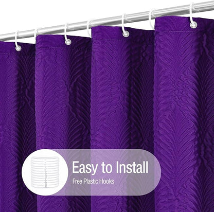Gibelle Purple Shower Curtain for Bathroom, 3D Embossed Textured Fabric Shower Curtain, Modern Farmhouse Chic Soft Cloth Shower Curtain Set with Hooks, 72x72