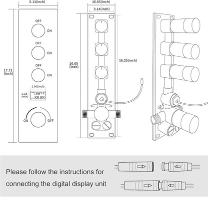 Shower System Polished Chrome Shower Faucet Set with 14X20 inch Shower Head, 6 PCS Body Jet and Handheld Shower, with Digital Temperature Display Function