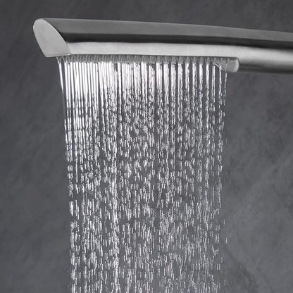 RBROHANT Outdoor Shower Brass Outside Shower Kit for Backyard Garden Pool Beach, Freestanding Outdoor Shower Fixtures with Overhead Shower Head and Handheld, Floor Mounted, Brushed Nickel, RB0089