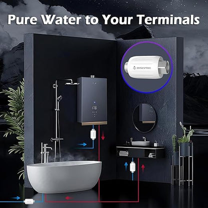 Salt Free Water Descaler, Water Heater Softener, Prevent Scale Buildup On Water Heaters, Faucet, Smart Toilet & Washer, Scale Inhibitor Inline System, 3-Year Durability, 1/2" Connector