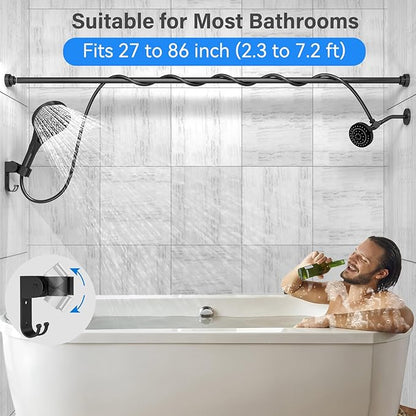 Dual Shower Head with Handheld for Couples: High Pressure Double Shower Heads for Two People - Adjustable Two Showerhead System with 3 Flow Settings Fits 2 Person Bathroom (Black)