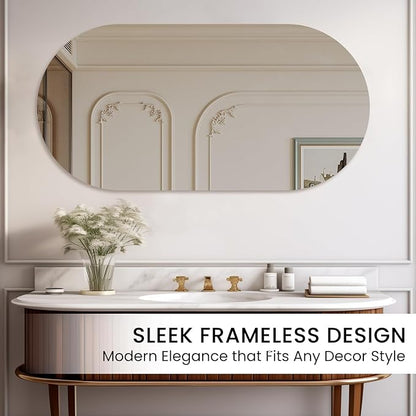 VASUHOME Frameless Bathroom Mirror, 24 x 47 Inch Wall Vanity Mirror, Large Wall Mounted Mirrors for Bathroom, Living Room, Bedroom
