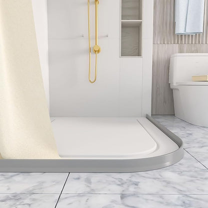 Raycity 3" High Shower Threshold Water Dam 74 IN Collapsible Shower Water Splash Guard for Curbless Shower Threshold Barrier Water Stopper for Wet and Dry Separation Bathroom and Kitchen (Grey)